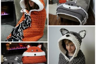 crochet hooded fox blanket