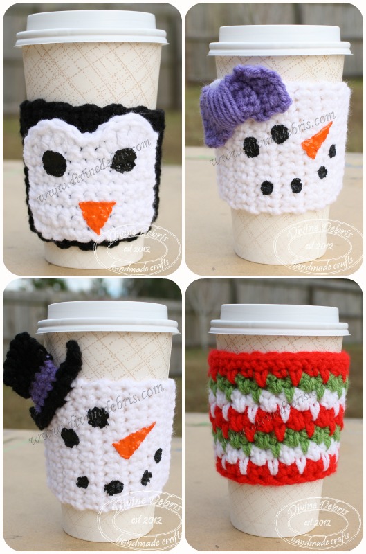 Christmas Crochet Coffee Cozy Pattern Round Up