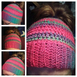 Free crochet ponytail hat pattern