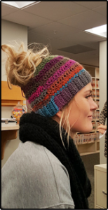 crochet hat with bun hole pattern