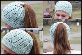 crochet hat with hair hole