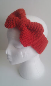 knit messy bun beanie with bow