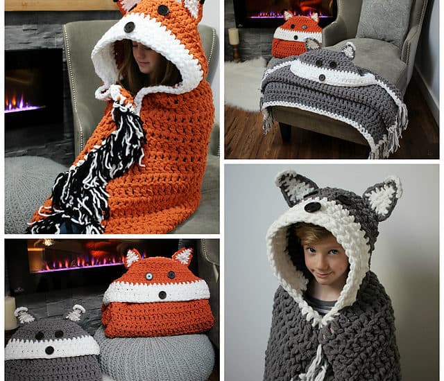 Car Seat Pillow >> Crochet Hooded Fox Blanket Pattern Car Seat Pillow >> Crochet Hooded Fox Blanket Pattern