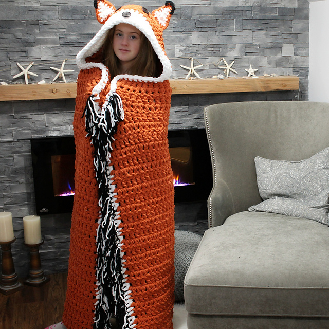 crochet fox blanket with hood pattern