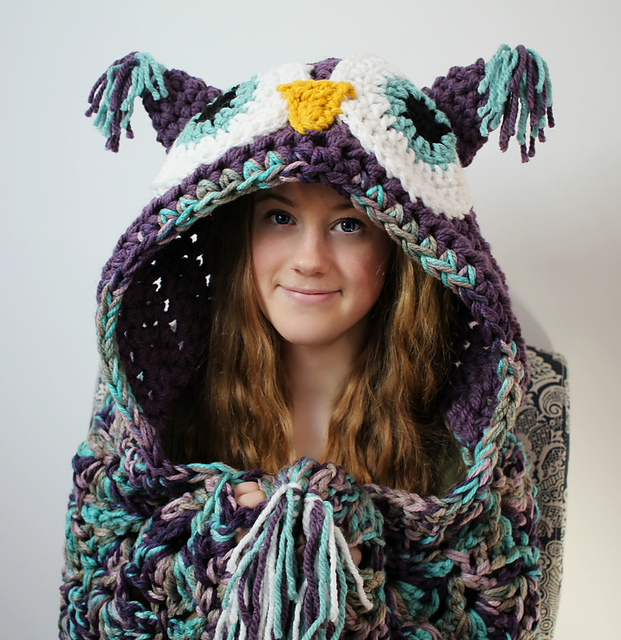 Crochet owl hood blanket pattern