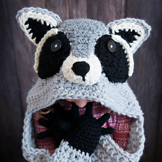 Crochet Raccoon Hooded Blanket Pattern